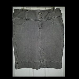 Grey Denim Pencil Skirt